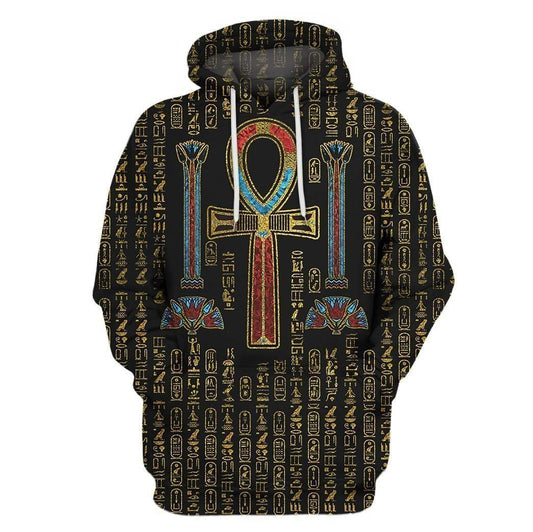Egyptian Ankh Cross Hoodie For Faith Centered Activities Weekend Travel And Gift Giving
