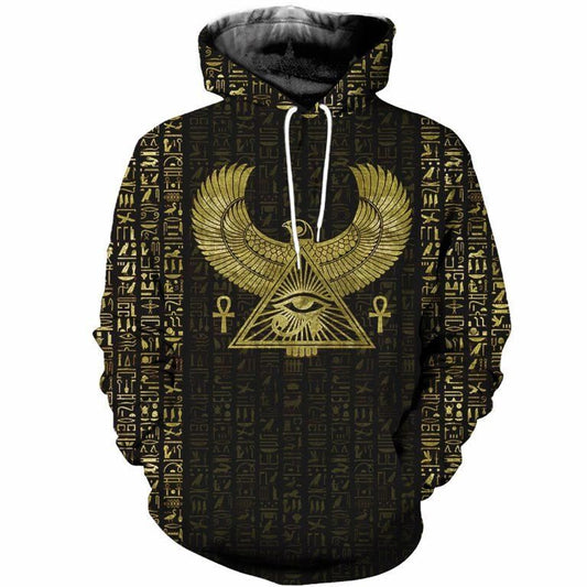 Eye Horus Hieroglyphs Hoodie For Mythology Enthusiasts Casual Outfits And Thoughtful Gifting