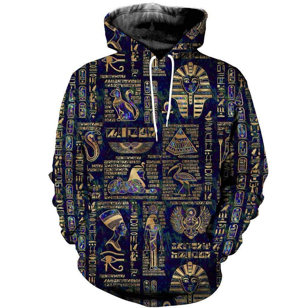 Egyptian Hieroglyphs Deities Hoodie For Relaxed Streetwear Weekend Travel And Everyday Style