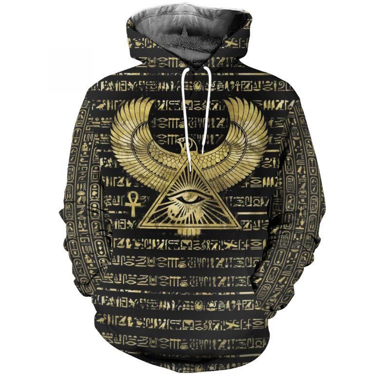 Eye Horus Hieroglyphs Hoodie For Mythic Artwork Casual Events And Everyday Comfort