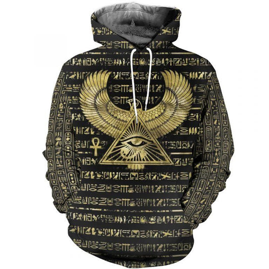 Eye Horus Hieroglyphs Hoodie For Mythic Artwork Casual Events And Everyday Comfort