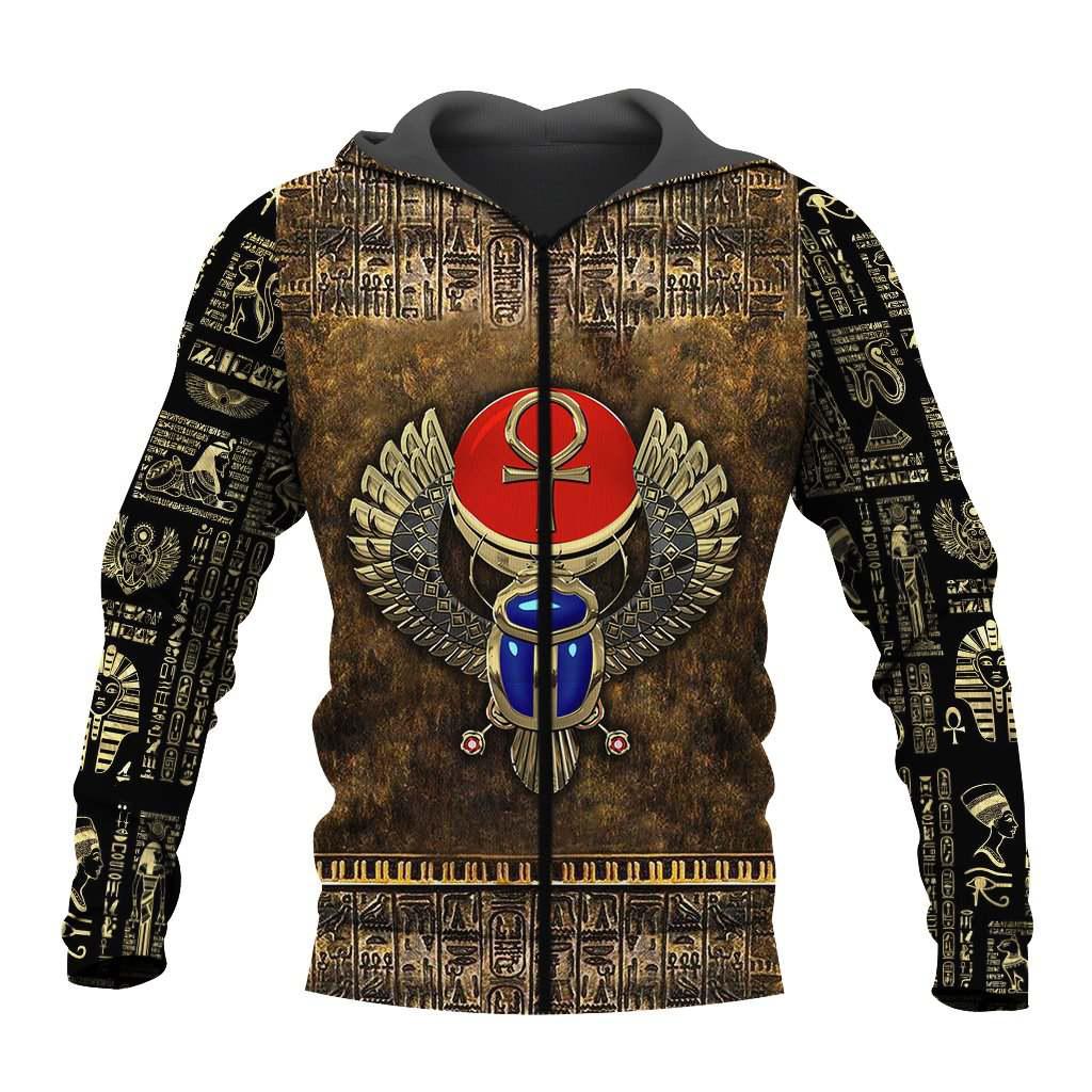 Winged Scarab Ankh Hoodie For Travel Days Outdoor Events And Thoughtful Gifts