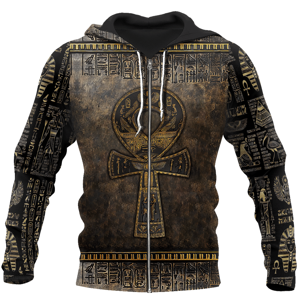 Ancient Egypt Ankh Symbol Hoodie For Mythic Artwork Casual Events And Everyday Comfort