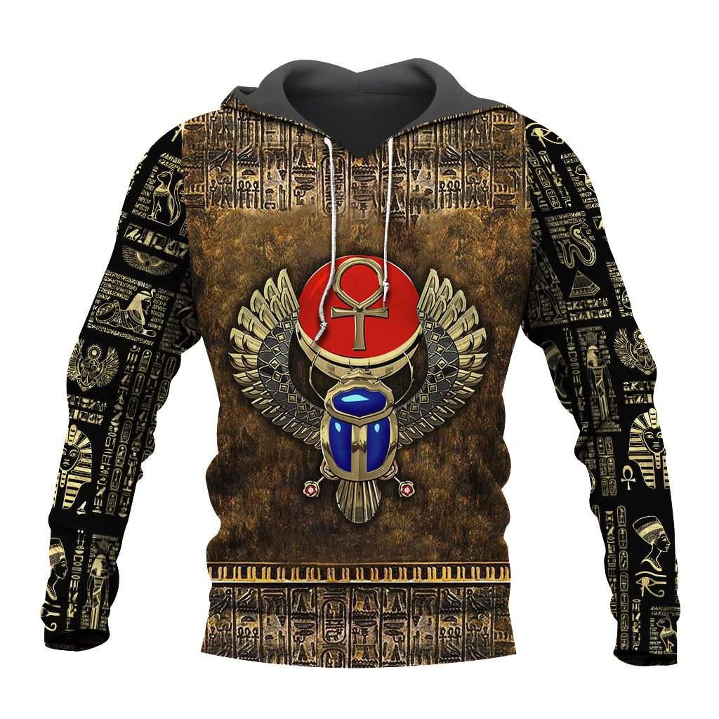 Winged Scarab Ankh Hoodie For Travel Days Outdoor Events And Thoughtful Gifts