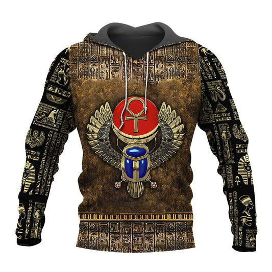 Winged Scarab Ankh Hoodie For Travel Days Outdoor Events And Thoughtful Gifts