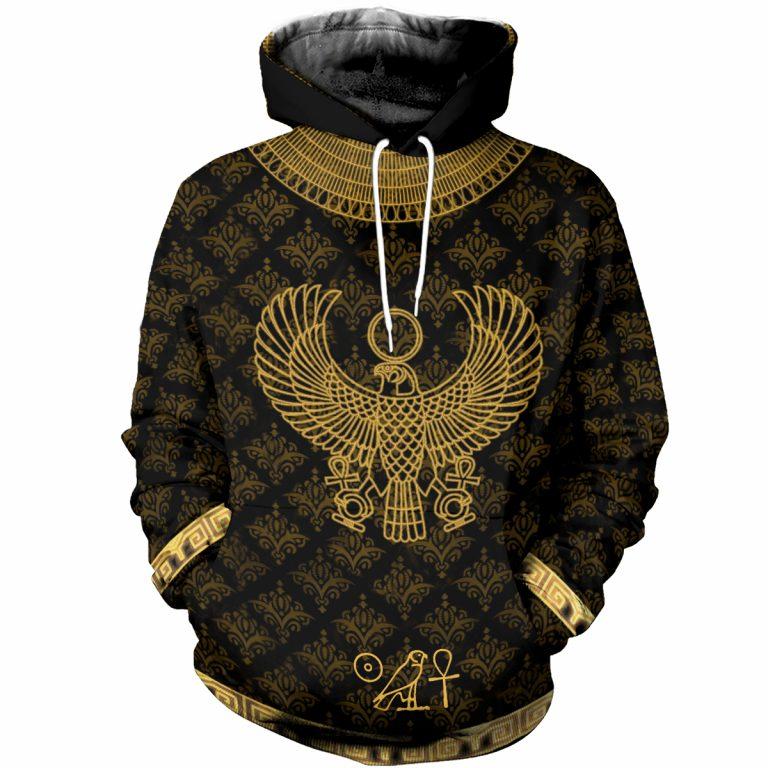 Egyptian Horus God Hoodie For Community Gatherings Seasonal Outings And Relaxed Comfort