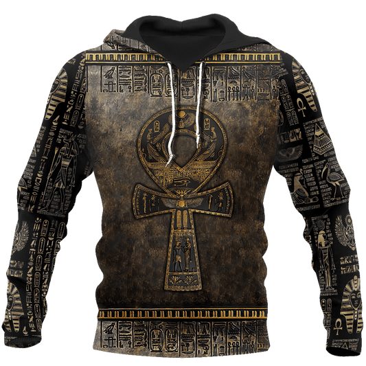 Ancient Egypt Ankh Symbol Hoodie For Mythic Artwork Casual Events And Everyday Comfort