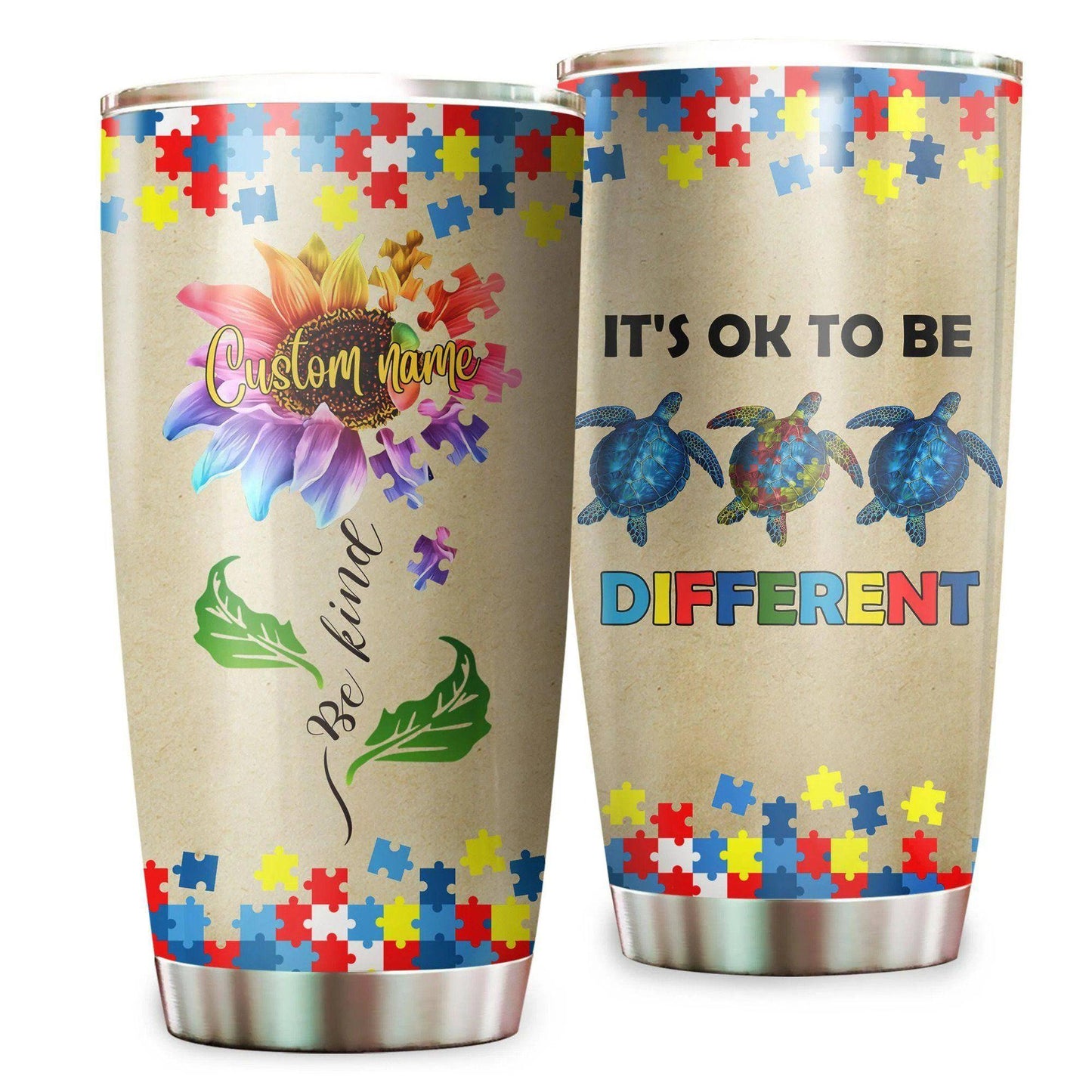 Autism Awareness Turtle 20 Oz Tumbler For Coffee Travel And Daily Drinks