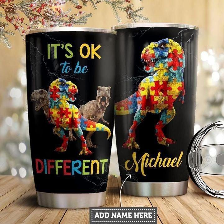 Autism Awareness Dinosaur Personalized 20 Oz Tumbler For Coffee Travel And Daily Drinks