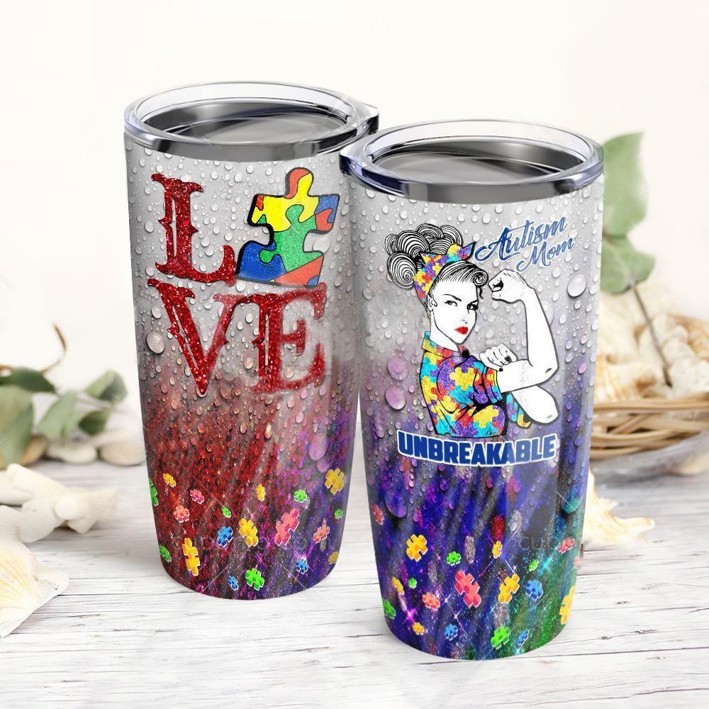 Autism Love Autism Mom Unbreakable 20 Oz Tumbler For Coffee Travel And Daily Drinks