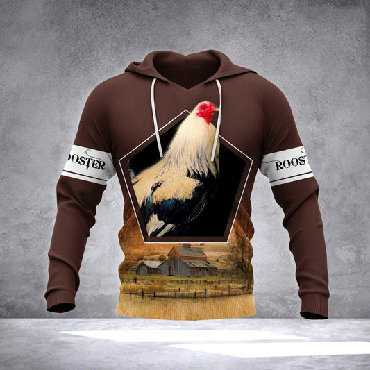 Distinctive Rooster Hoodie For Rustic Casual Looks Seasonal Events And Gift Ideas