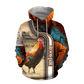 Premium Rooster Black Art - 3D Zip Hoodie