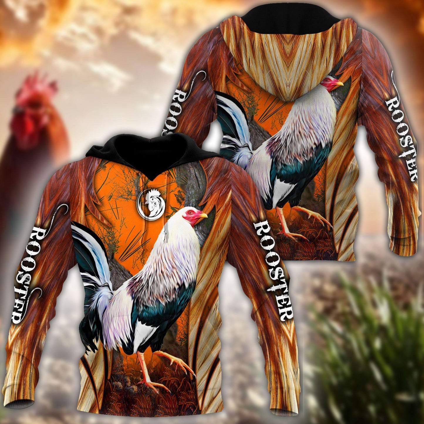 Expressive Rooster Hoodie For Rural Lifestyle Outings Weekend Adventures And Thoughtful Gifting