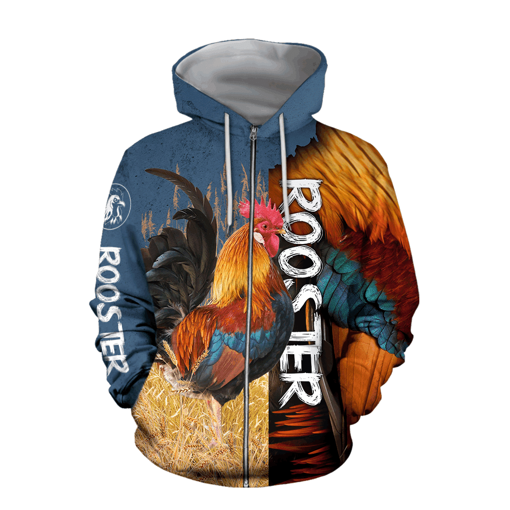 Distinctive Rooster Hoodie For Rural Outings Casual Layering And Relaxed Daily Style