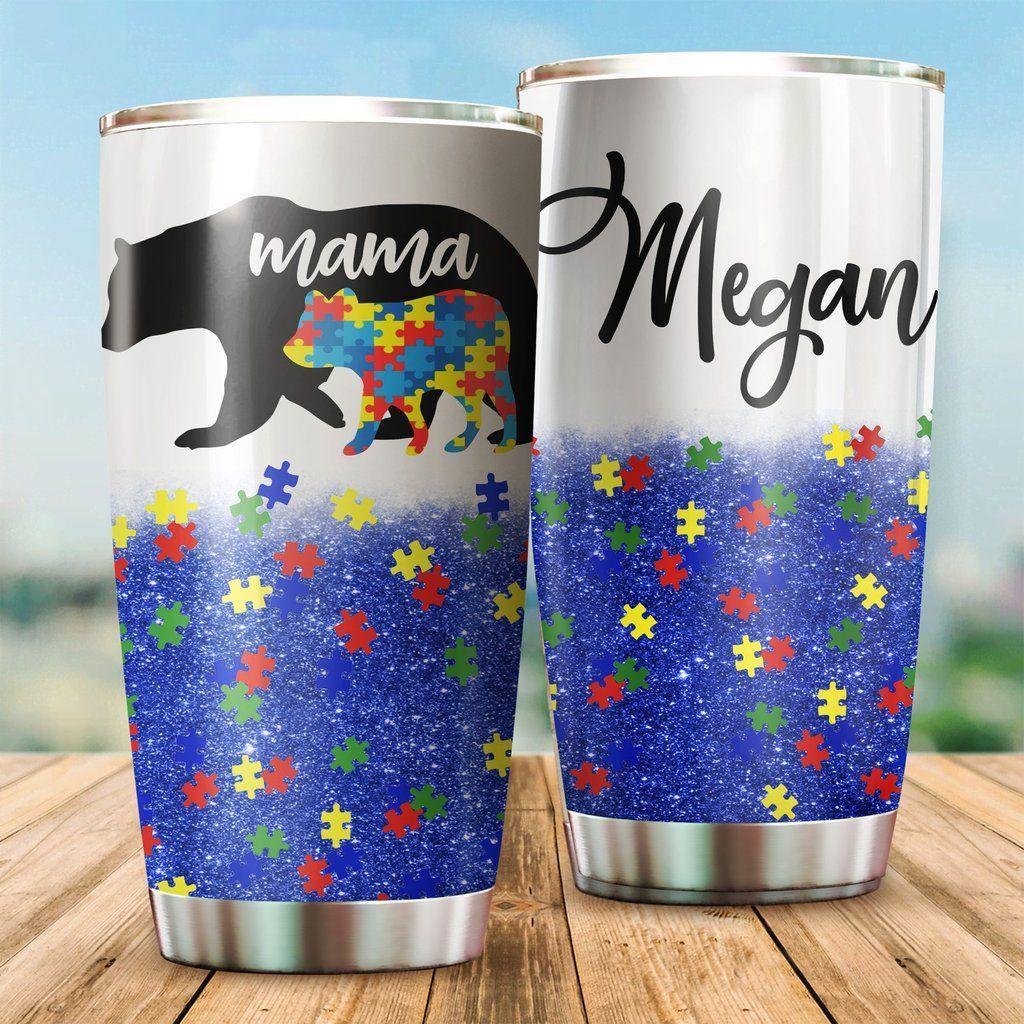 Autism Bear Mama Personalized 20 Oz Tumbler For Coffee Travel And Daily Drinks