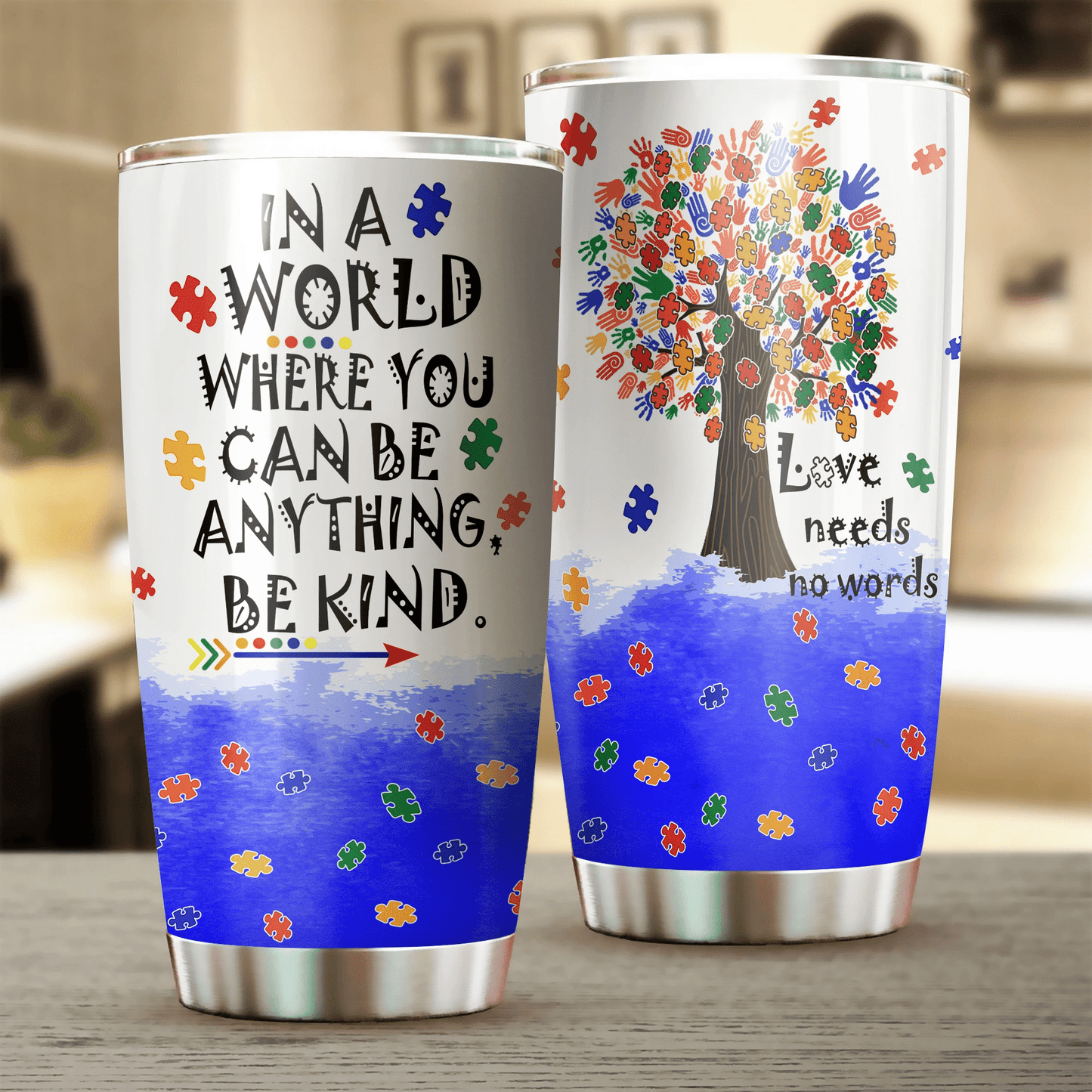 Autism Love Needs No Words 20 Oz Tumbler For Coffee Travel And Daily Drinks