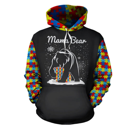 Mama Bear Autism Awareness Hoodie For Advocacy Events Daily Outfits And Encouraging Gift Giving