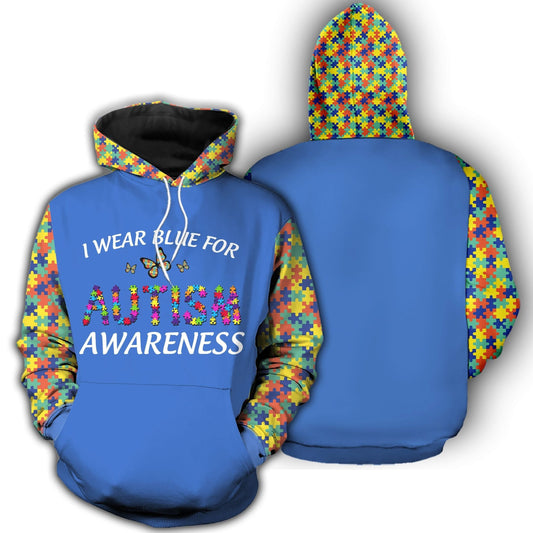 Blue Wear Autism Awareness Hoodie For Awareness Occasions Comfortable Layering And Gift Ideas