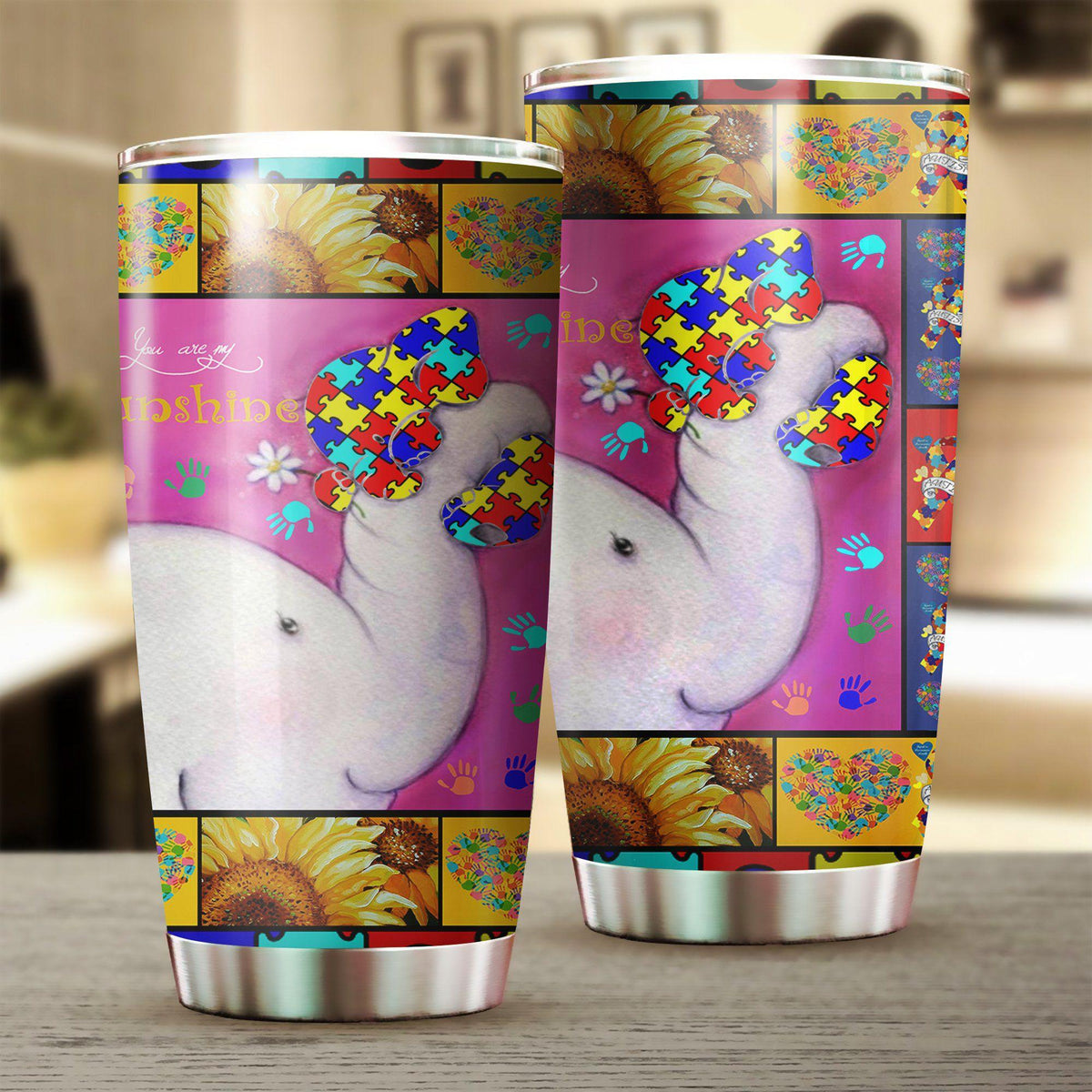 Autism Sunflower Sunshine Love 20 Oz Tumbler For Coffee Travel And Daily Drinks