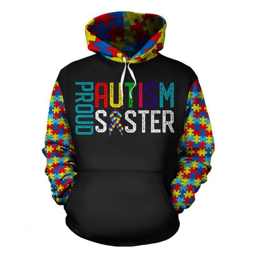 Autism Sister Proud Hoodie For Awareness Walks Community Events And Relaxed Outfits