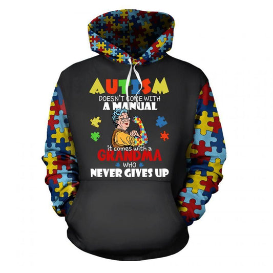 Grandma Autism Never Gives Up Hoodie For Supportive Everyday Style Seasonal Events And Gifting