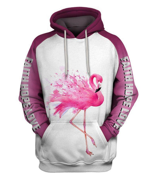Flamingo Ribbon Breast Cancer Awareness Hoodie For Awareness Campaigns Comfortable Wear And Supportive Gifting