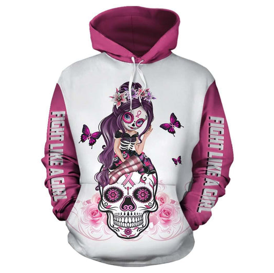 Skull Breast Cancer Awareness Hoodie For Community Gatherings Casual Wear And Meaningful Support