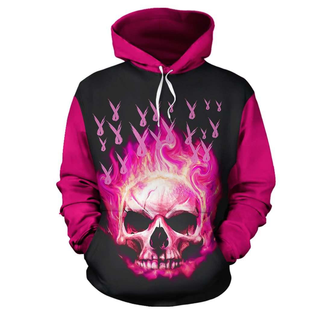 Skull Breast Cancer Awareness Hoodie For Community Outreach Casual Travel And Meaningful Wear