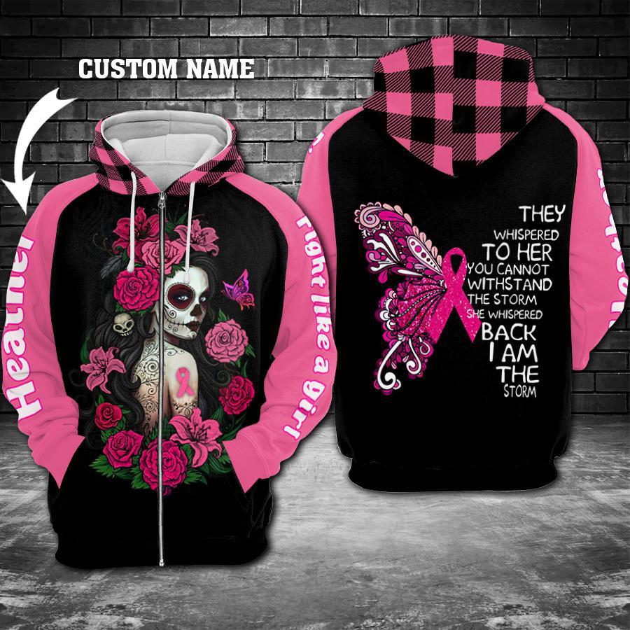 Breast Cancer Skull Girl Awareness Hoodie For Support Events Everyday Outfits And Positive Expression