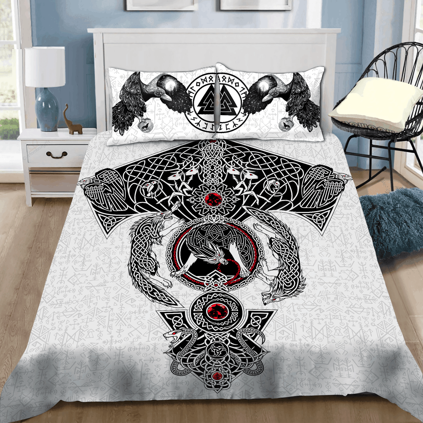Viking Norse Warrior Bedding Cover For Norse Bedroom Decor