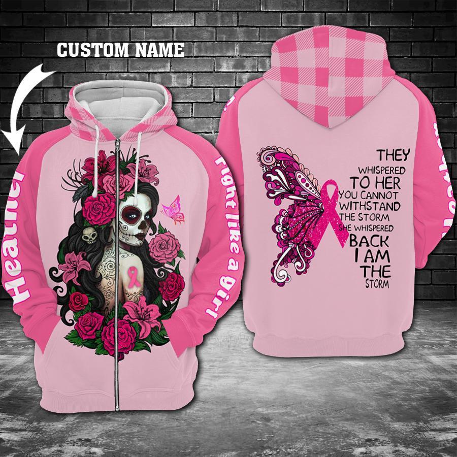 Breast Cancer Skull Girl Hoodie For Awareness Walks Community Events And Relaxed Outfits