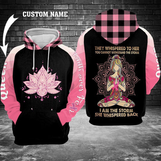 Faith Fear Breast Cancer Awareness Hoodie For Meaningful Gatherings Casual Style And Thoughtful Gifts