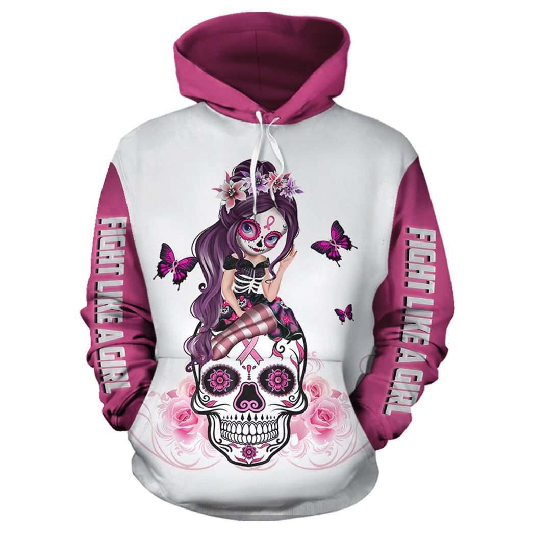 Skull Breast Cancer Awareness Hoodie For Awareness Walks Community Events And Relaxed Outfits