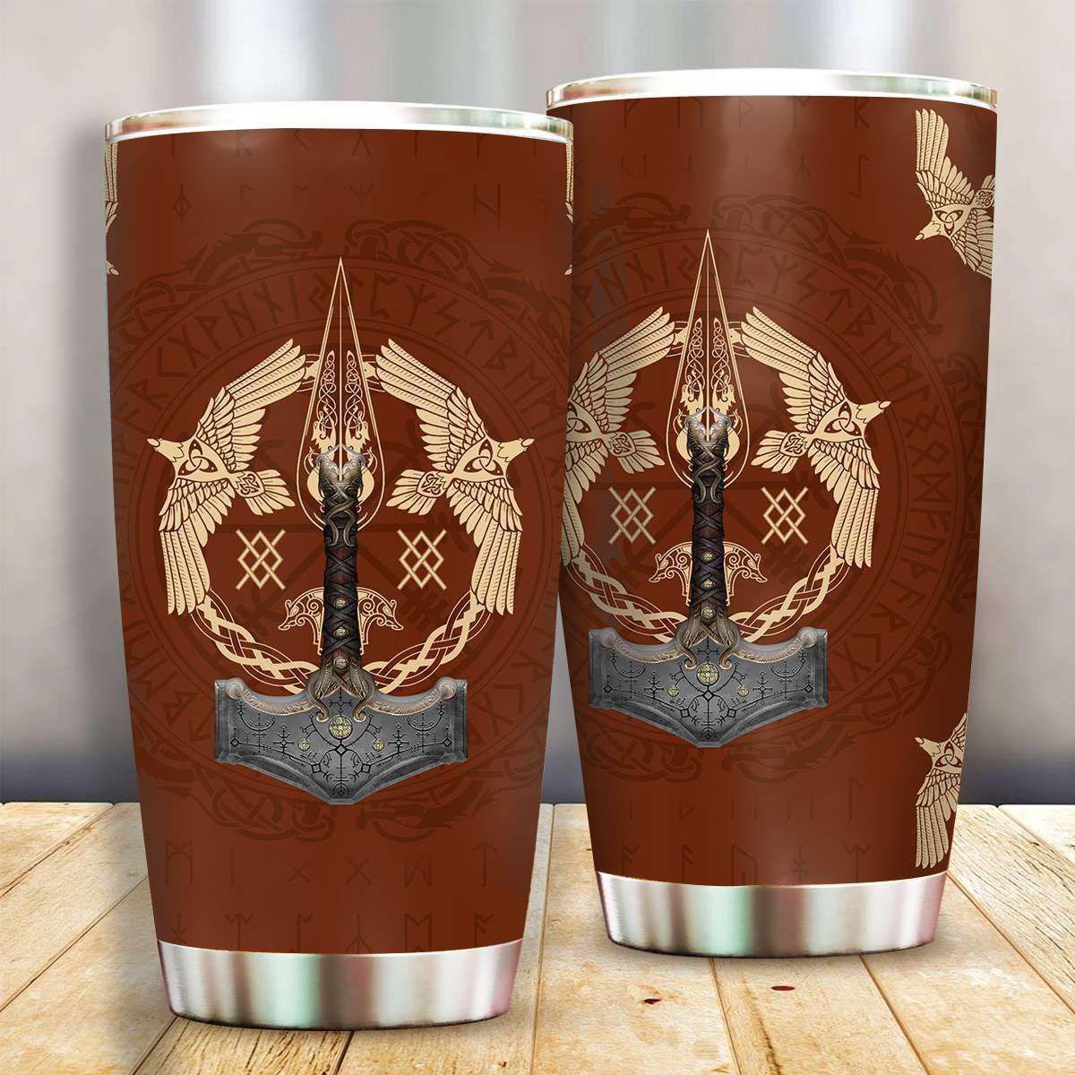 Viking Warrior Red 20 Oz Tumbler For Coffee Travel And Daily Drinks