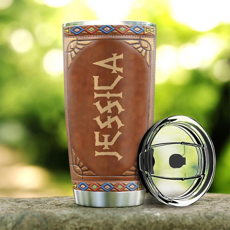 Native American Leather 20 Oz Tumbler For Coffee Travel And Daily Drinks