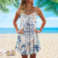 Beach Girl V-Neck Sleeveless Cami Dress For Tropical Parties And Casual Everyday Style