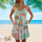 Beach Colorful Seashell V-Neck Sleeveless Cami Dress For Beach Festivals And Comfortable Summer Outfits