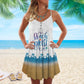 Beach In Life Please V-Neck Sleeveless Cami Dress For Tropical Parties And Casual Everyday Style