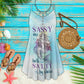 Mermaid Sassy Sine Birth Salty By Choice V-Neck Sleeveless Cami Dress For Ocean Lovers And Sunny Getaways