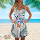 Beach Made Life Better V-Neck Sleeveless Cami Dress For Coastal Travel And Relaxed Summer Wear