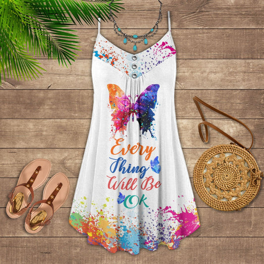 Butterfly Modern Graphic Limited – Women's Summer Sleeveless V-Neck Camisole Dress