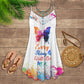 Butterfly V-Neck Sleeveless Cami Dress For Beach Trips And Graceful Warm Weather Outfits