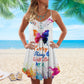 Butterfly V-Neck Sleeveless Cami Dress For Beach Trips And Graceful Warm Weather Outfits