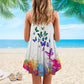 Butterfly V-Neck Sleeveless Cami Dress For Beach Trips And Graceful Warm Weather Outfits