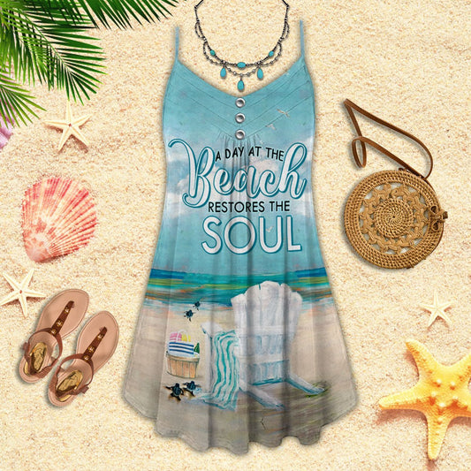 Day At The Beach Limited – Women's Summer Sleeveless V-Neck Camisole Dress