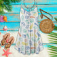 Beach Sea Snail V-Neck Sleeveless Cami Dress For Ocean Lovers And Sunny Getaways