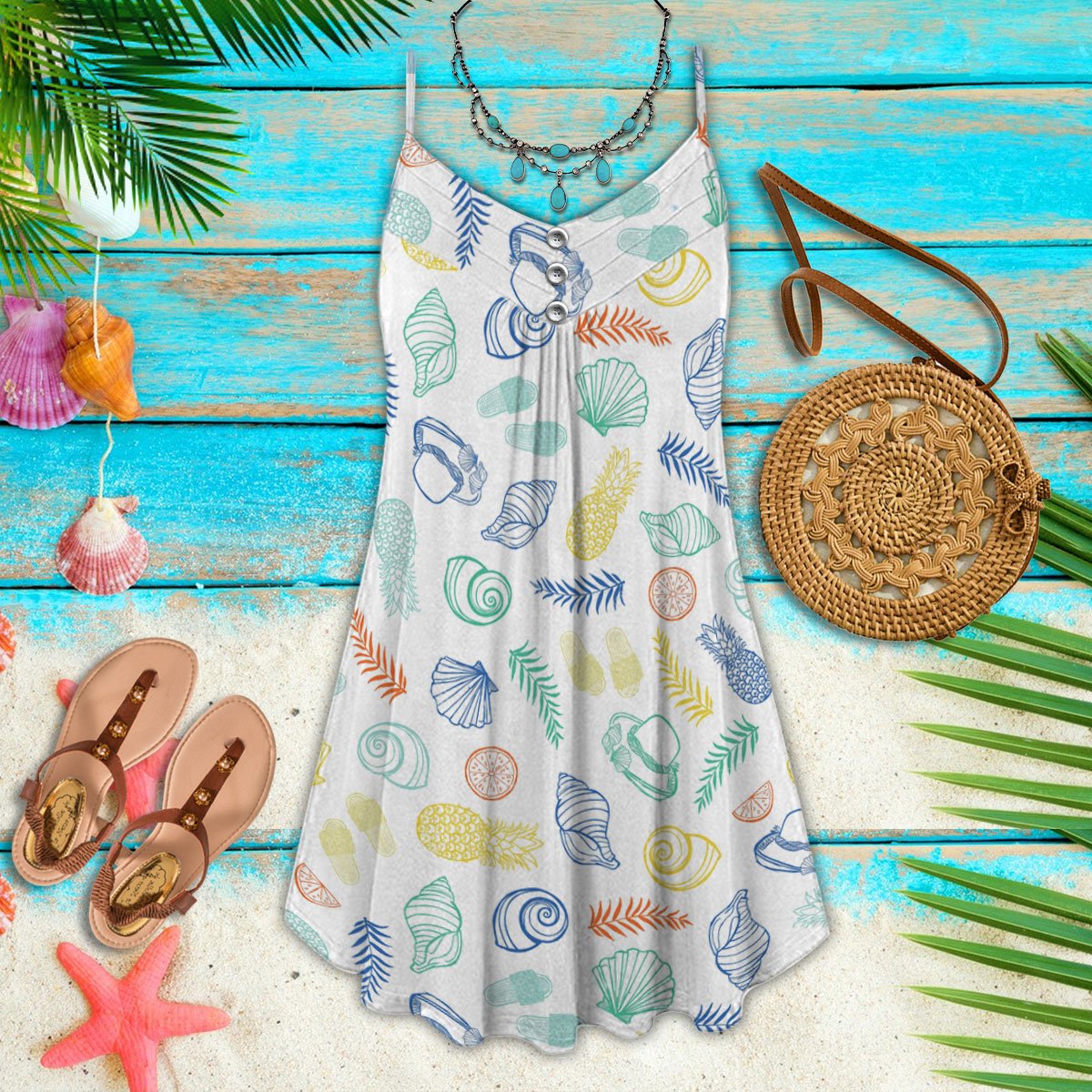 Beach V-Neck Sleeveless Cami Dress For Beach Trips And Resort Vacations