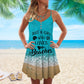 Beach Girl V-Neck Sleeveless Cami Dress For Beach Trips And Resort Vacations