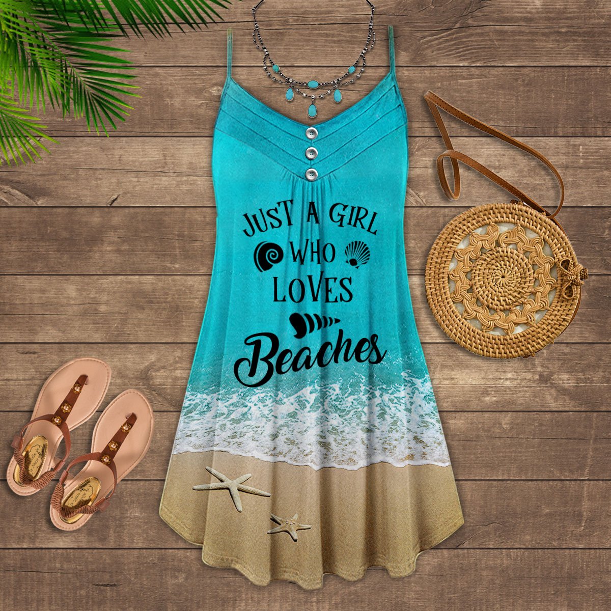 Beach Girl V-Neck Sleeveless Cami Dress For Ocean Lovers And Sunny Getaways