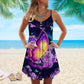 Butterfly Love Flowers V-Neck Sleeveless Cami Dress For Summer Events And Colorful Daily Fashion